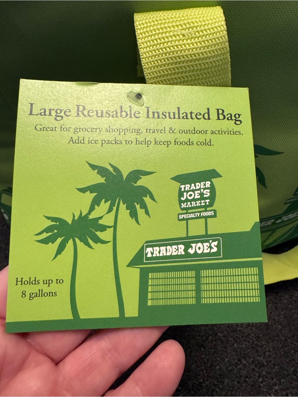 NWT Trader Joe's Lime Green Insulated Bag Large 8 Gallon Reusable Cooler Tote - Picture 6 of 10